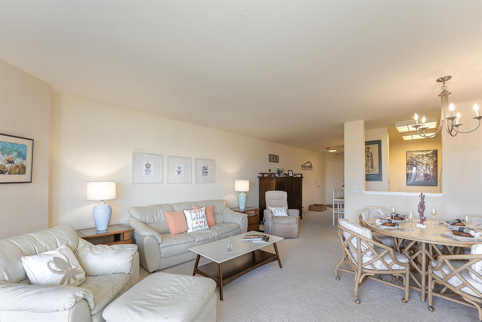 Living Room with Ocean View and HDTV