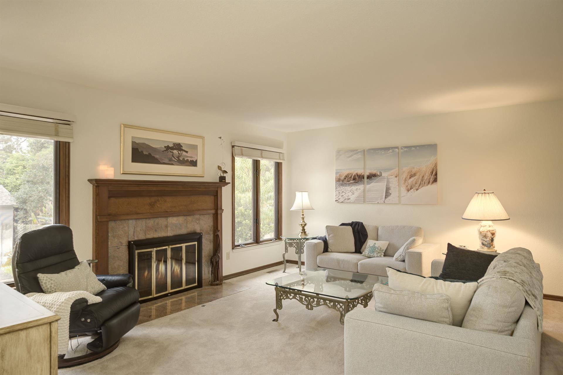 Living Room has TV with Cable Service and a Gas Fireplace