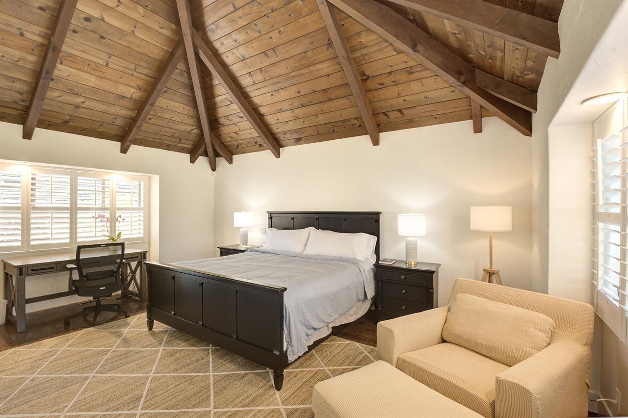 Bedroom 1  King Bed, TV, EnSuite Bath and Desk