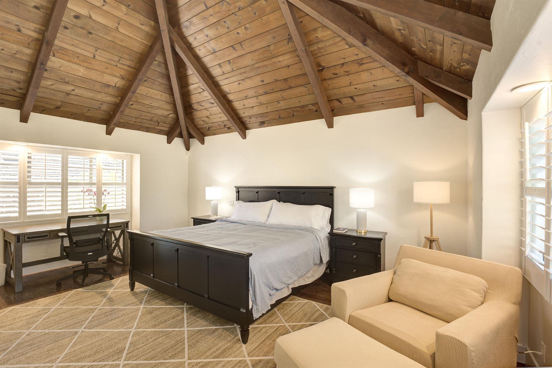 Bedroom 1  King Bed, TV, EnSuite Bath and Desk