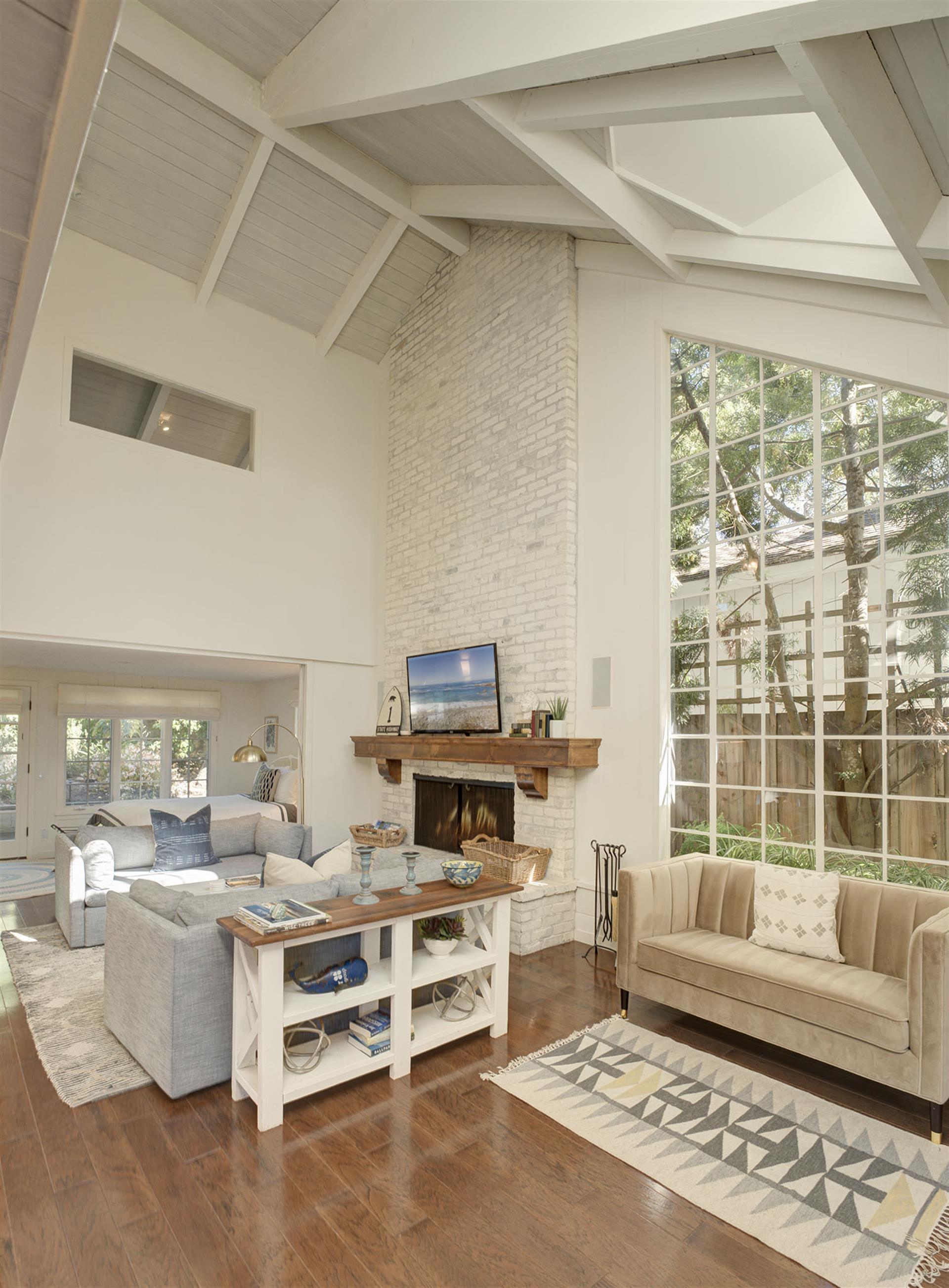 Living Room with Fireplace and HDTV