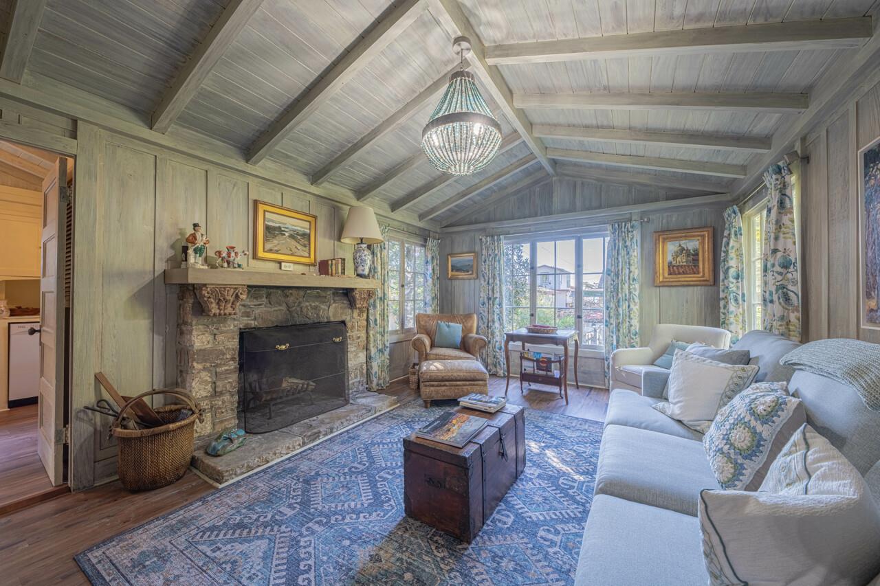 Warm and Inviting Living Room, Wood Burning Fireplace