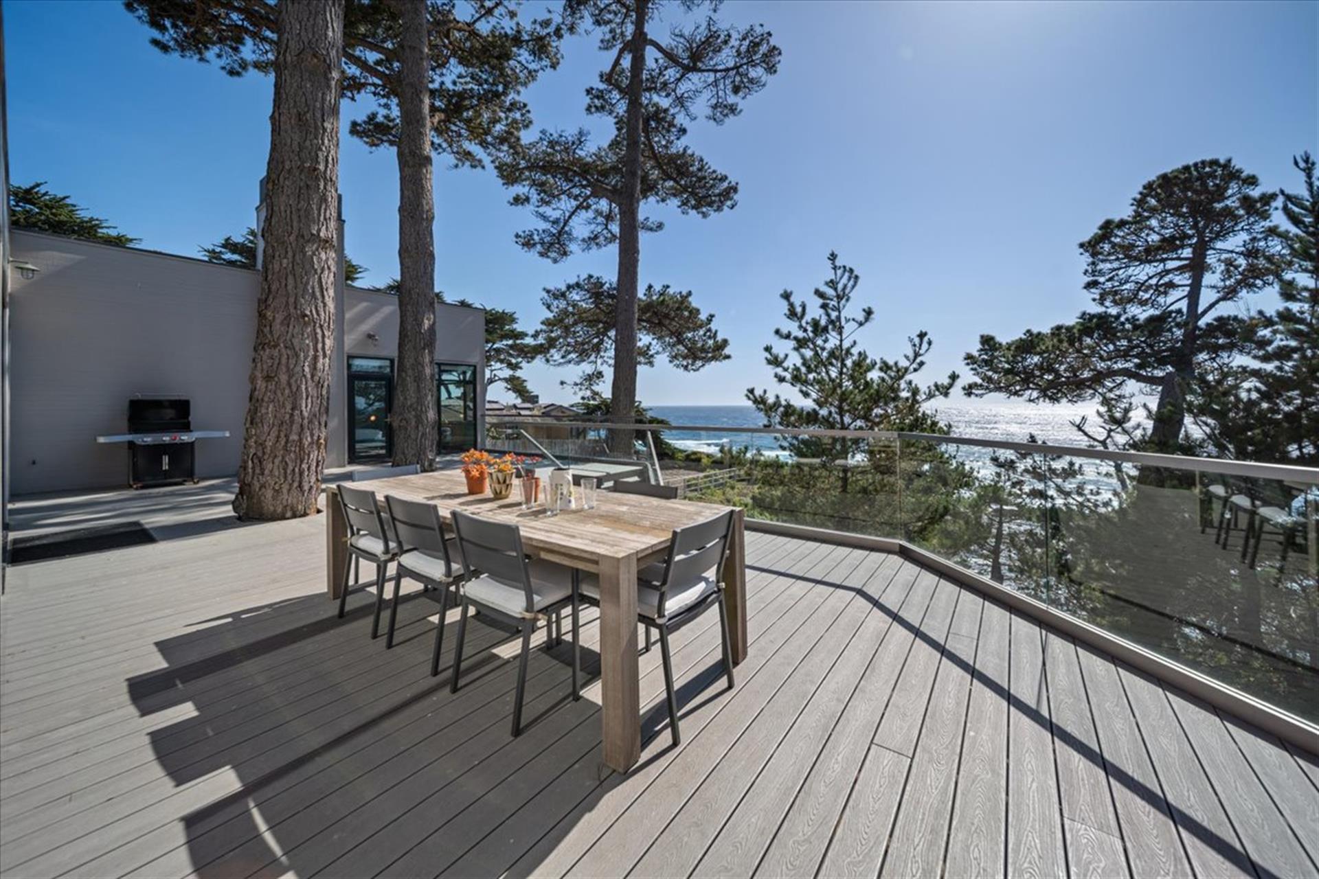 Ocean View Deck has Dining for Eight and a Gas BBQ Grill