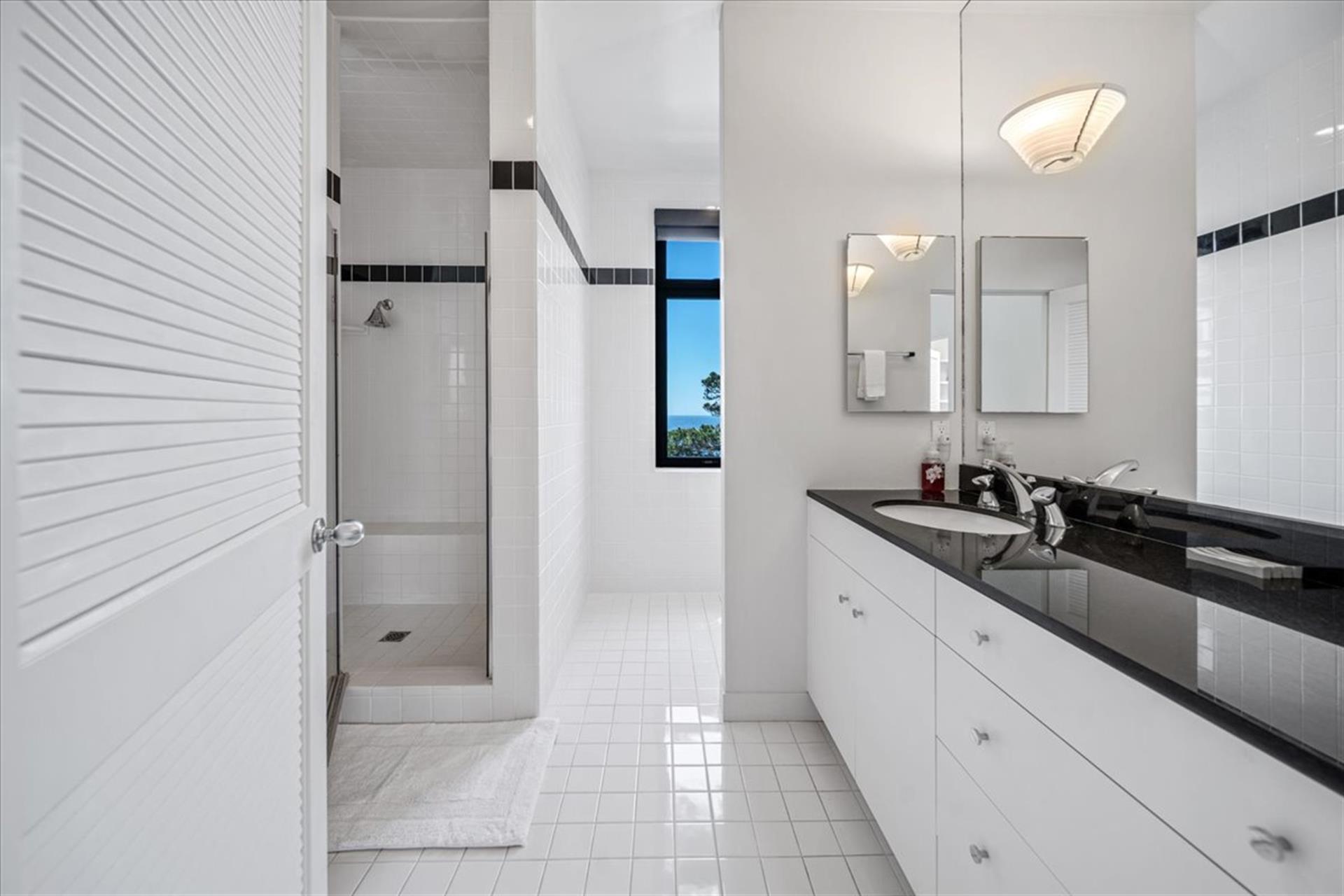 EnSuite Bath for Bedroom 1  Jetted Tub and Separate Shower