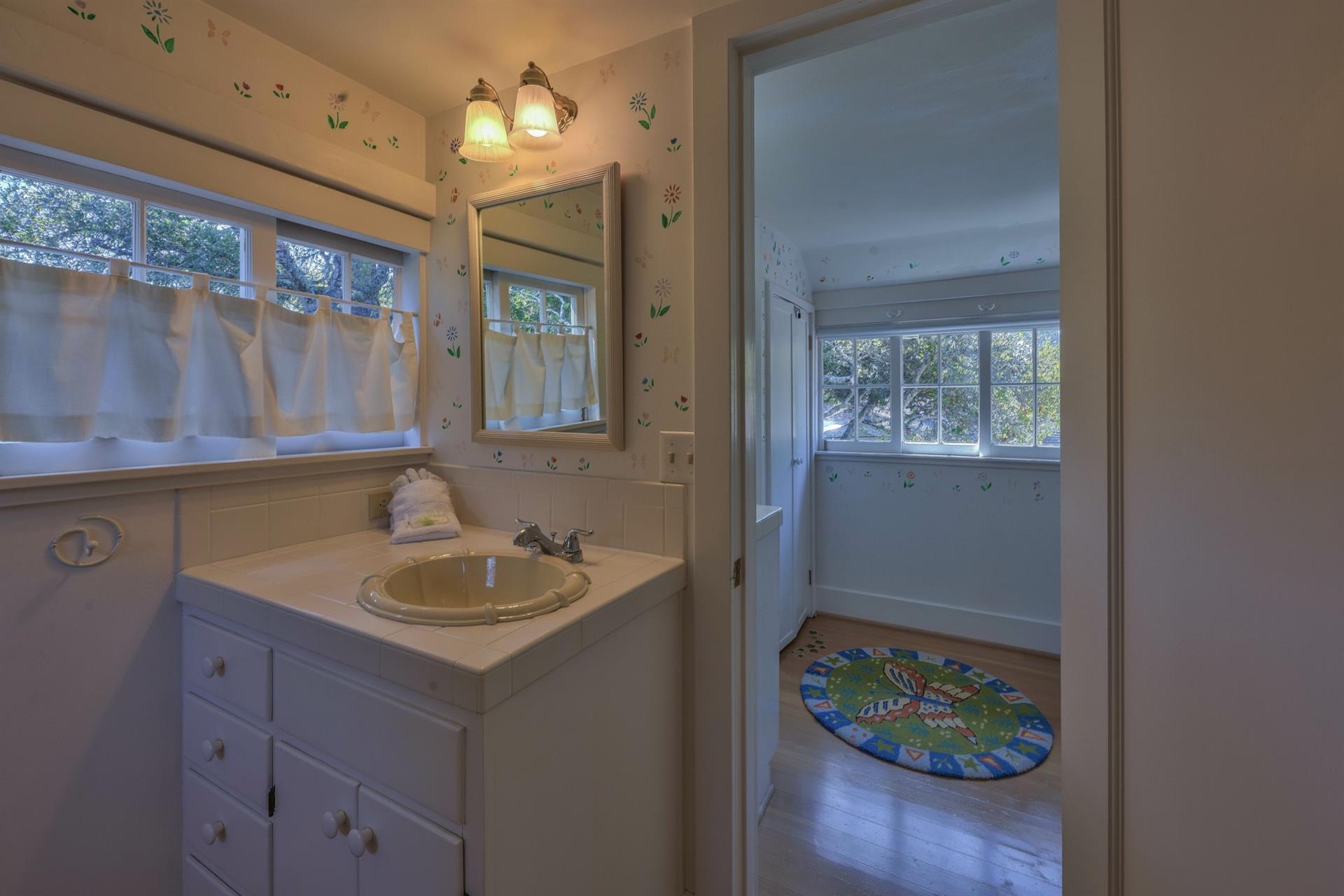 Upstairs Bathroom with Standing Shower, Two Sinks
