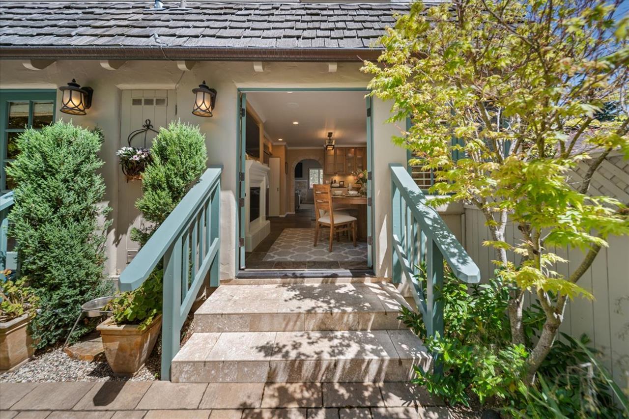 French Doors Lead to the Backyard Patio from the Kitchen