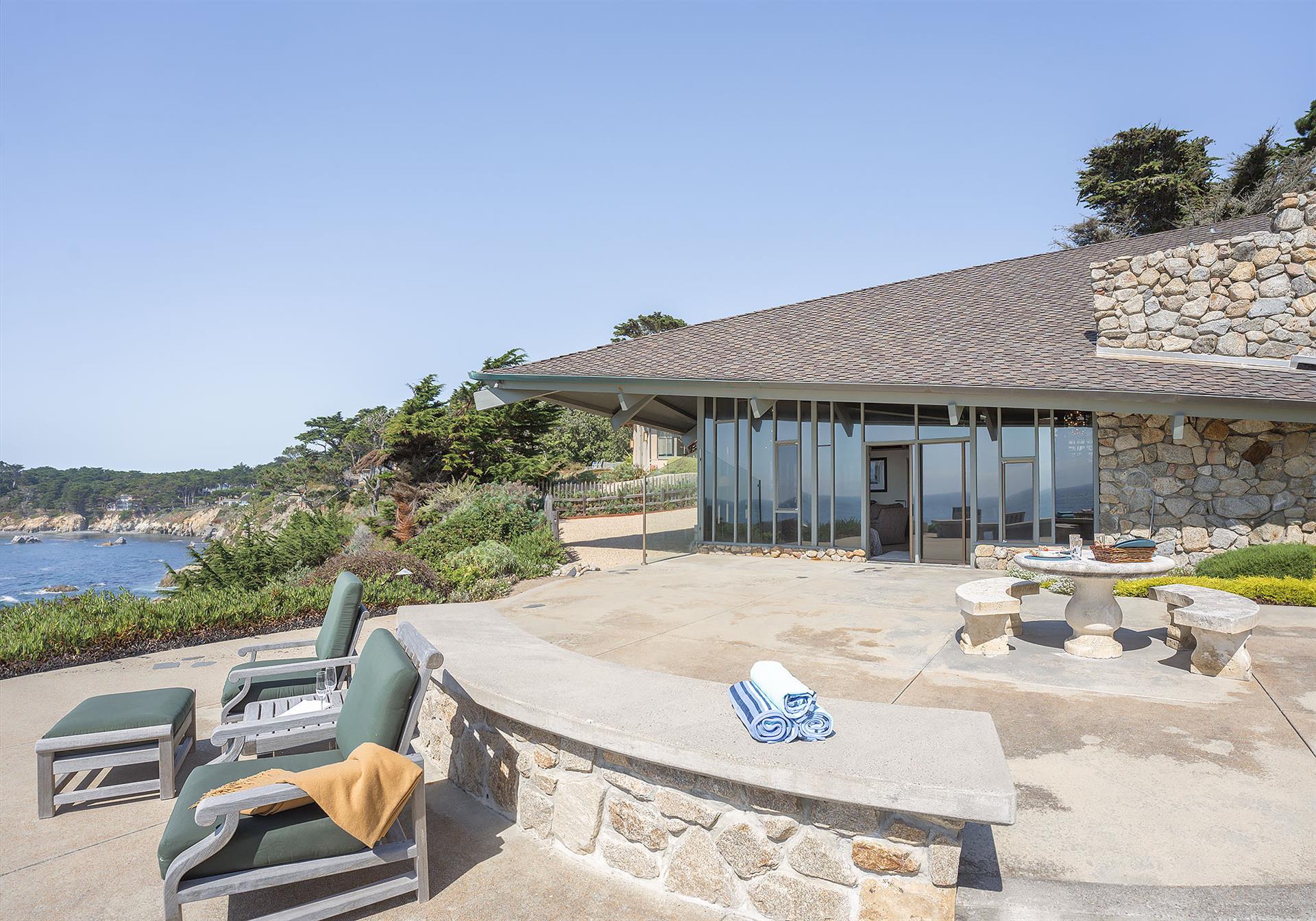 Backyard Patio has Panoramic Ocean Views.