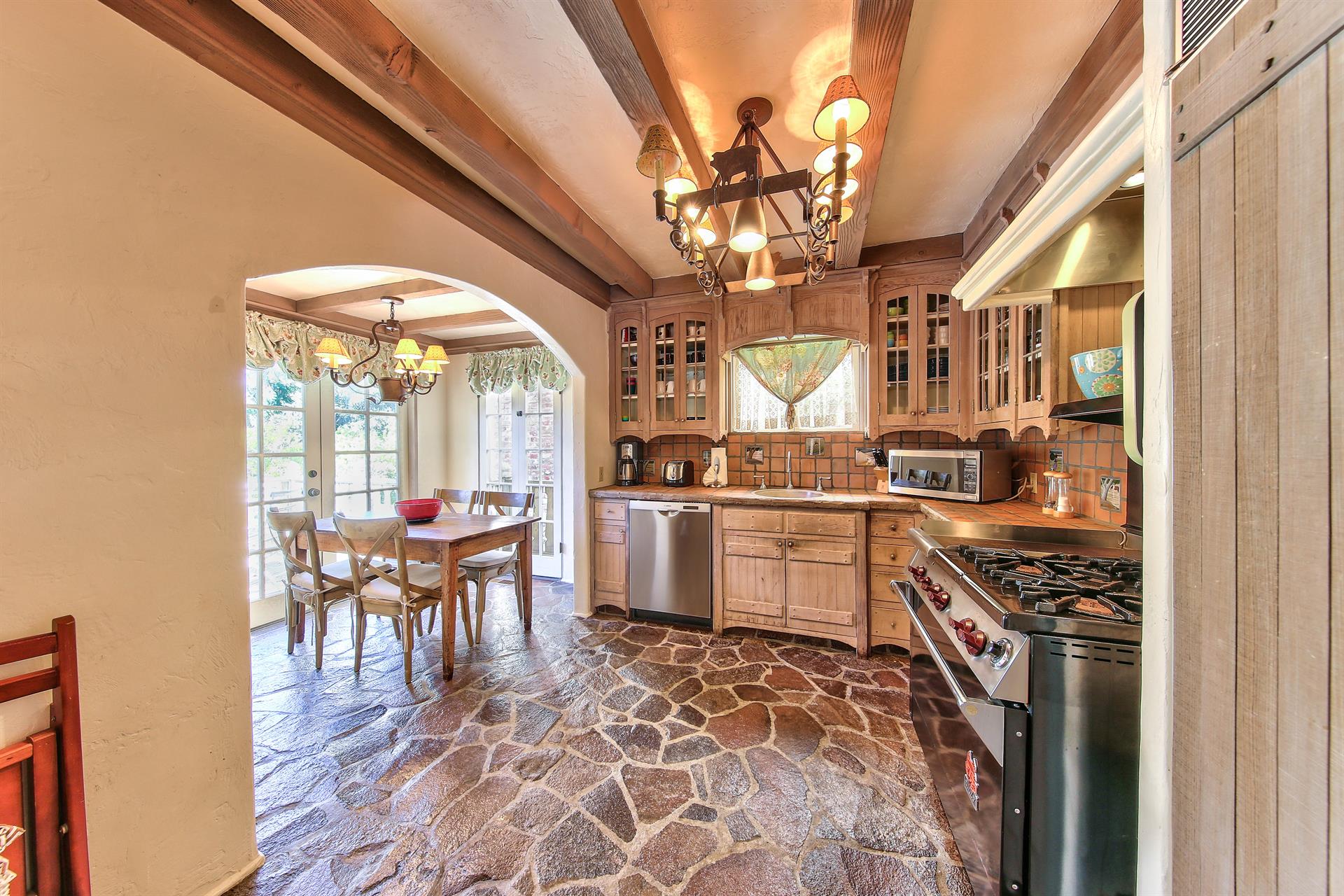 Stone Floor and Open Beams in the Kitchen