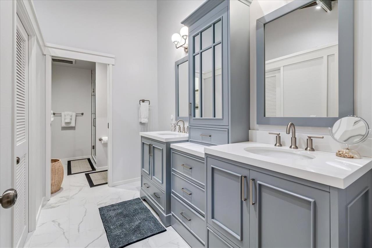 EnSuite Bath for Bedroom 1 has a Shower and Two Sinks