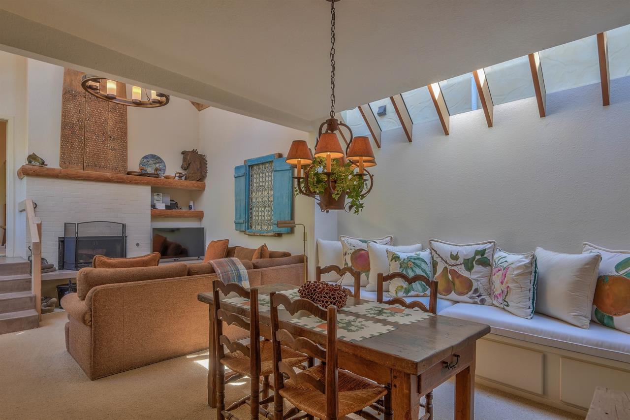 Dining Area with Unique Skylights and Banquette Seating