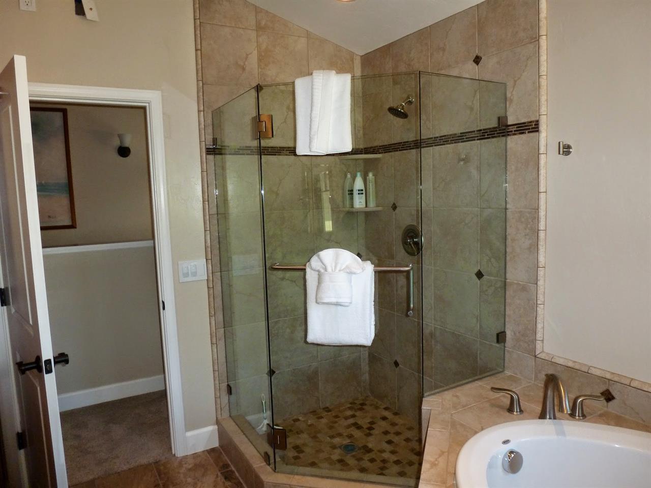 Upstairs Primary Bath with Shower and Separate Jetted Tub