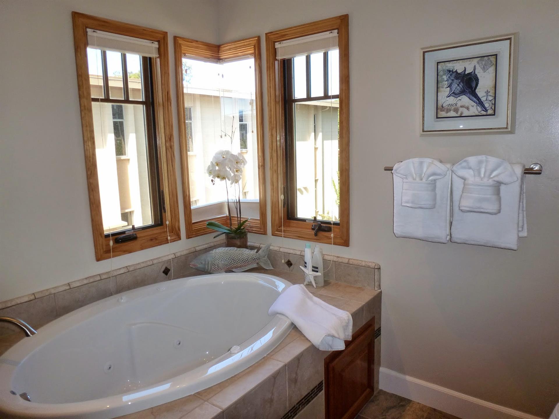 Upstairs Primary Bath with Shower and Separate Jetted Tub