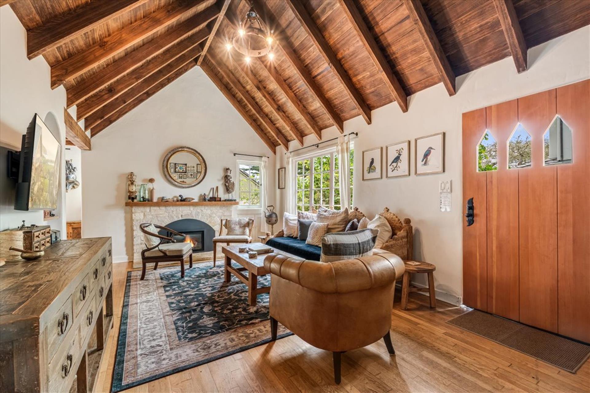 Living Room has a Gas Fireplace and Smart TV