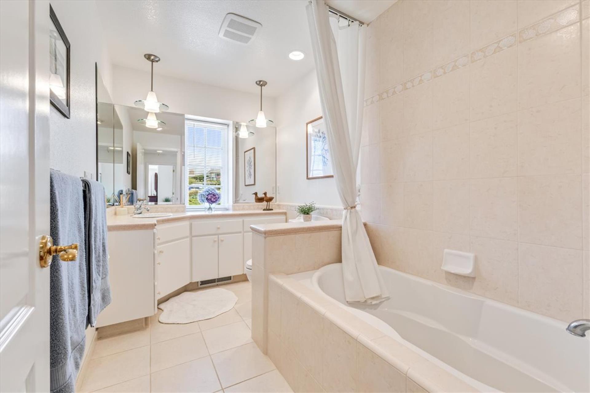 Hall Bathroom has a Shower Over Tub Combo