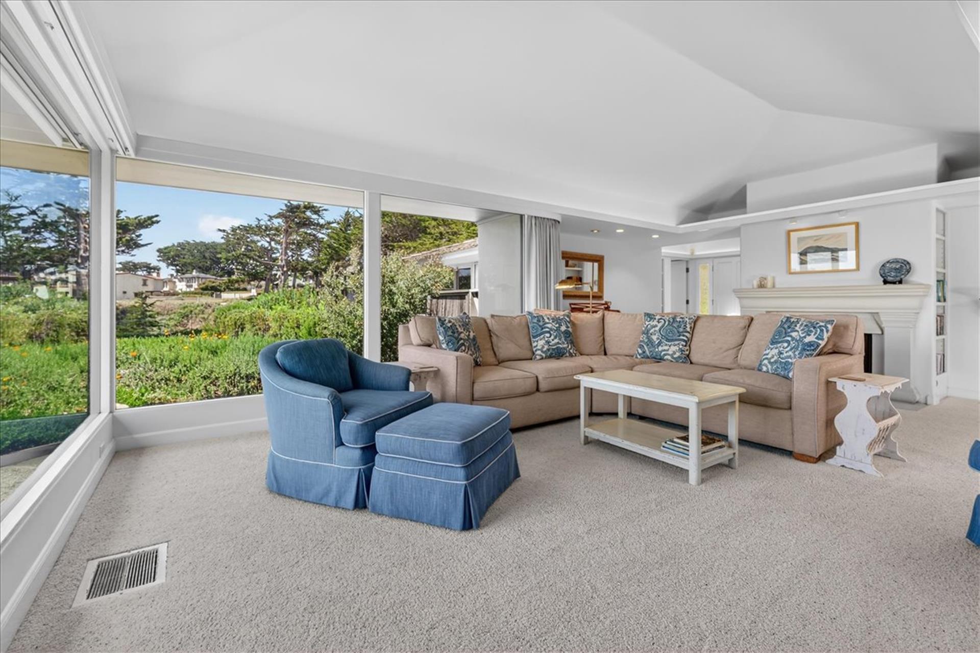 Living Room has Floor to Ceiling Windows for the Ocean Views
