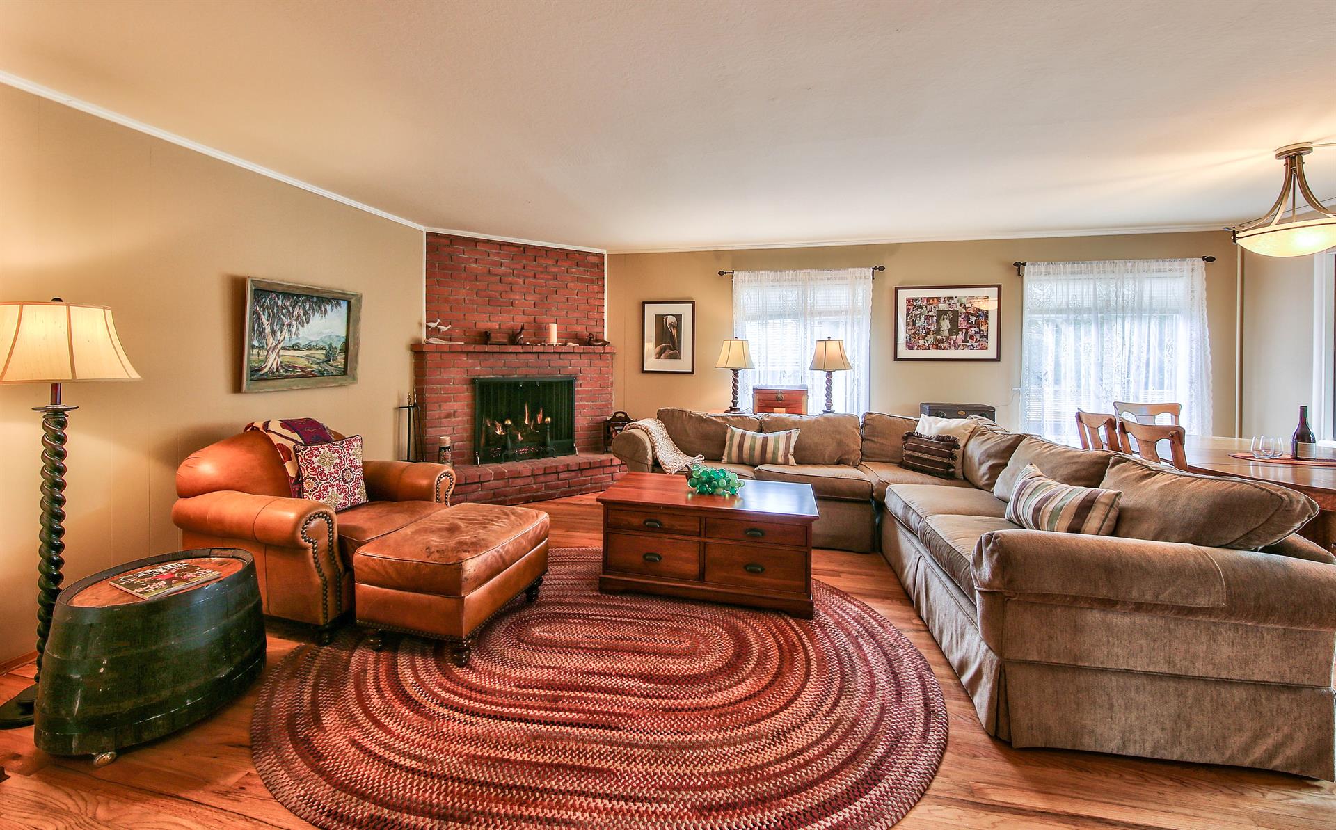 Living Room with Plush Sectional, TV and Gas Fireplace