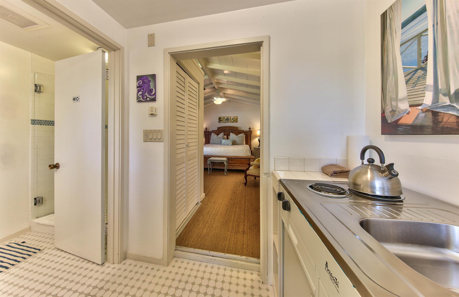 Small Kitchenette Space with Sink, Stove Top and Fridge