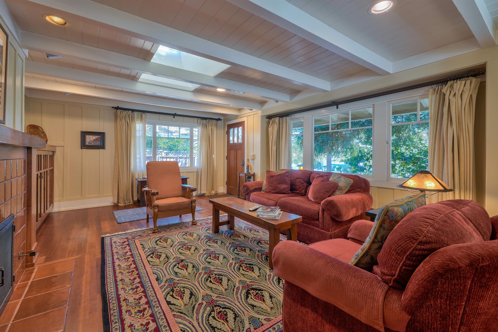 Living Room with Mission Style Accents, TV, Gas Fireplace