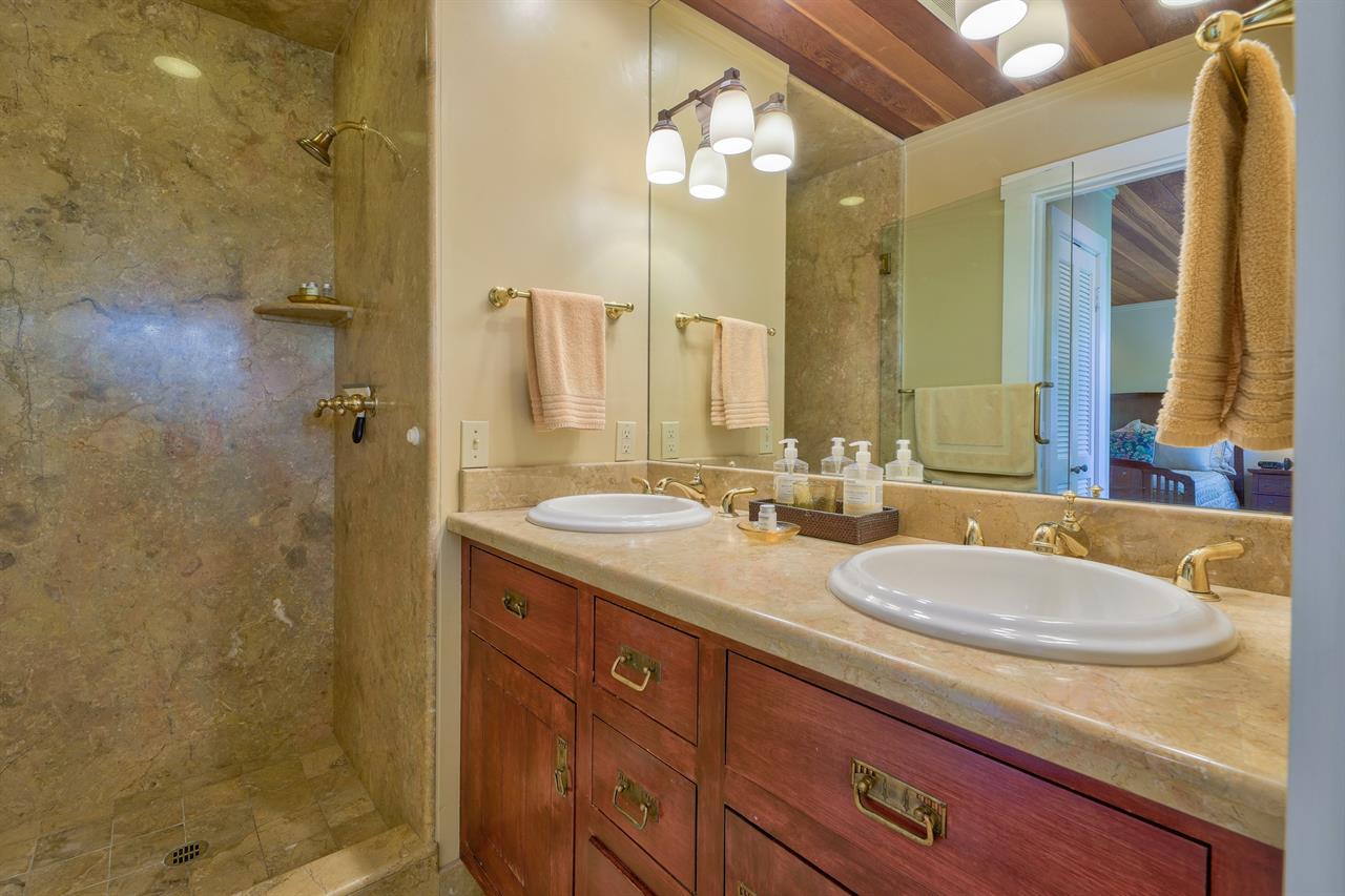 En Suite Bathroom with Two Sinks, Granite Standing Showera