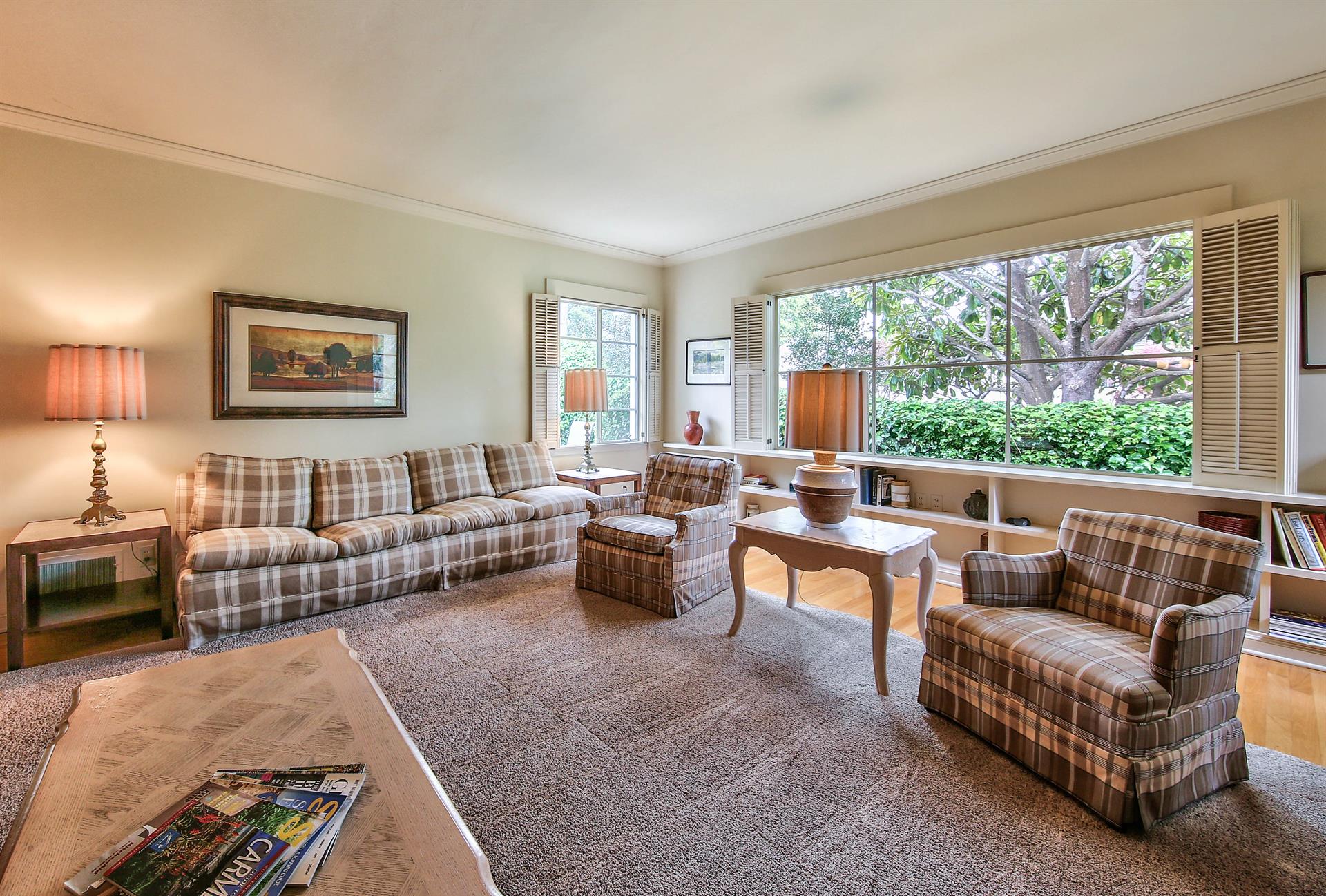 Comfortable Living Room with Ample Seating, TV, Fireplace