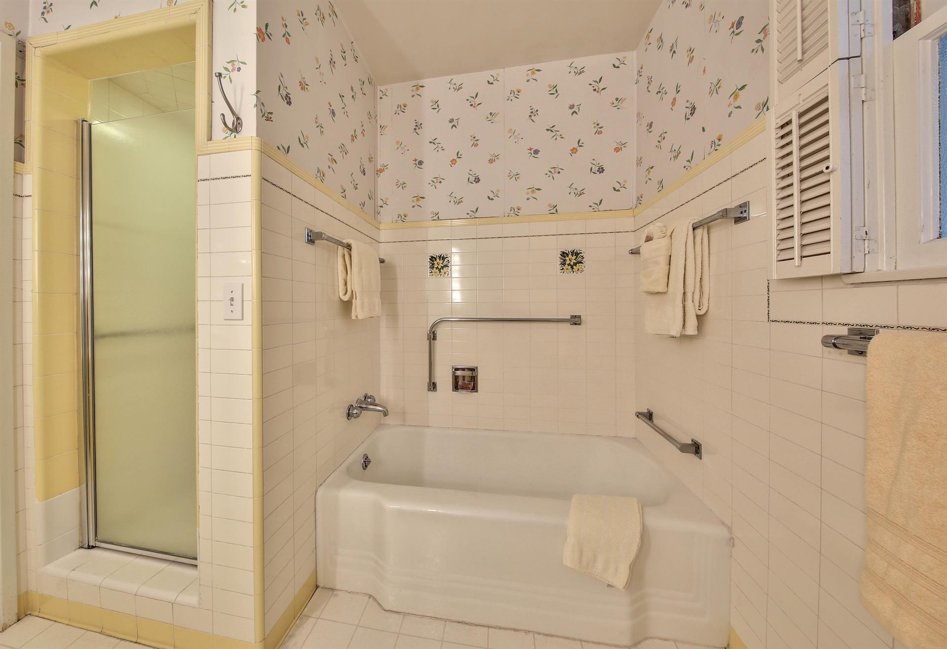 Shared Hall Bathroom 1 with Bathtub and Separate Shower