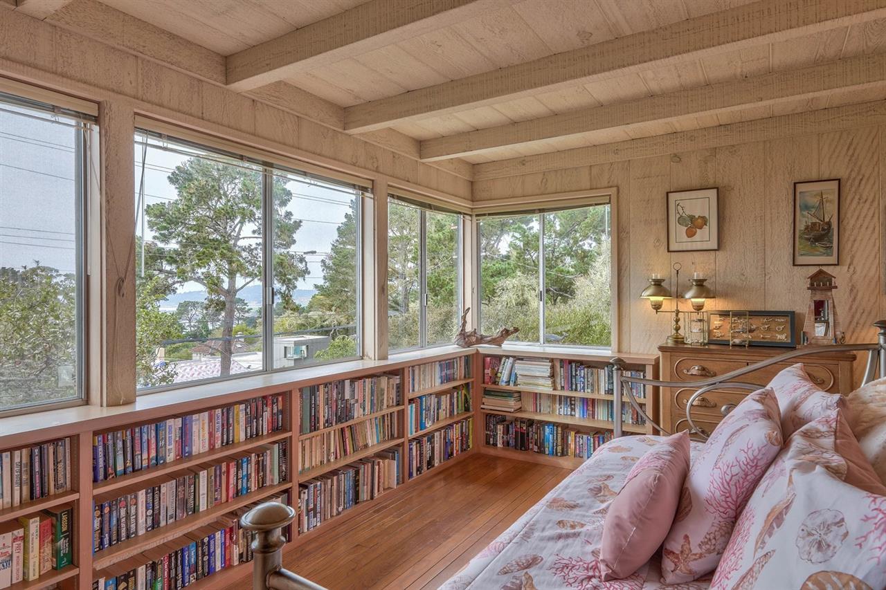 Den  Library with Daybed and Ocean View Upstairs