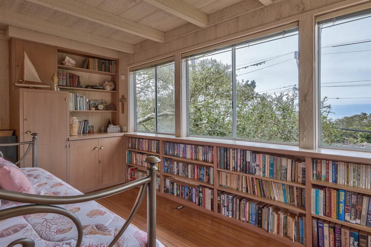 Den  Library with Daybed and Ocean View Upstairs