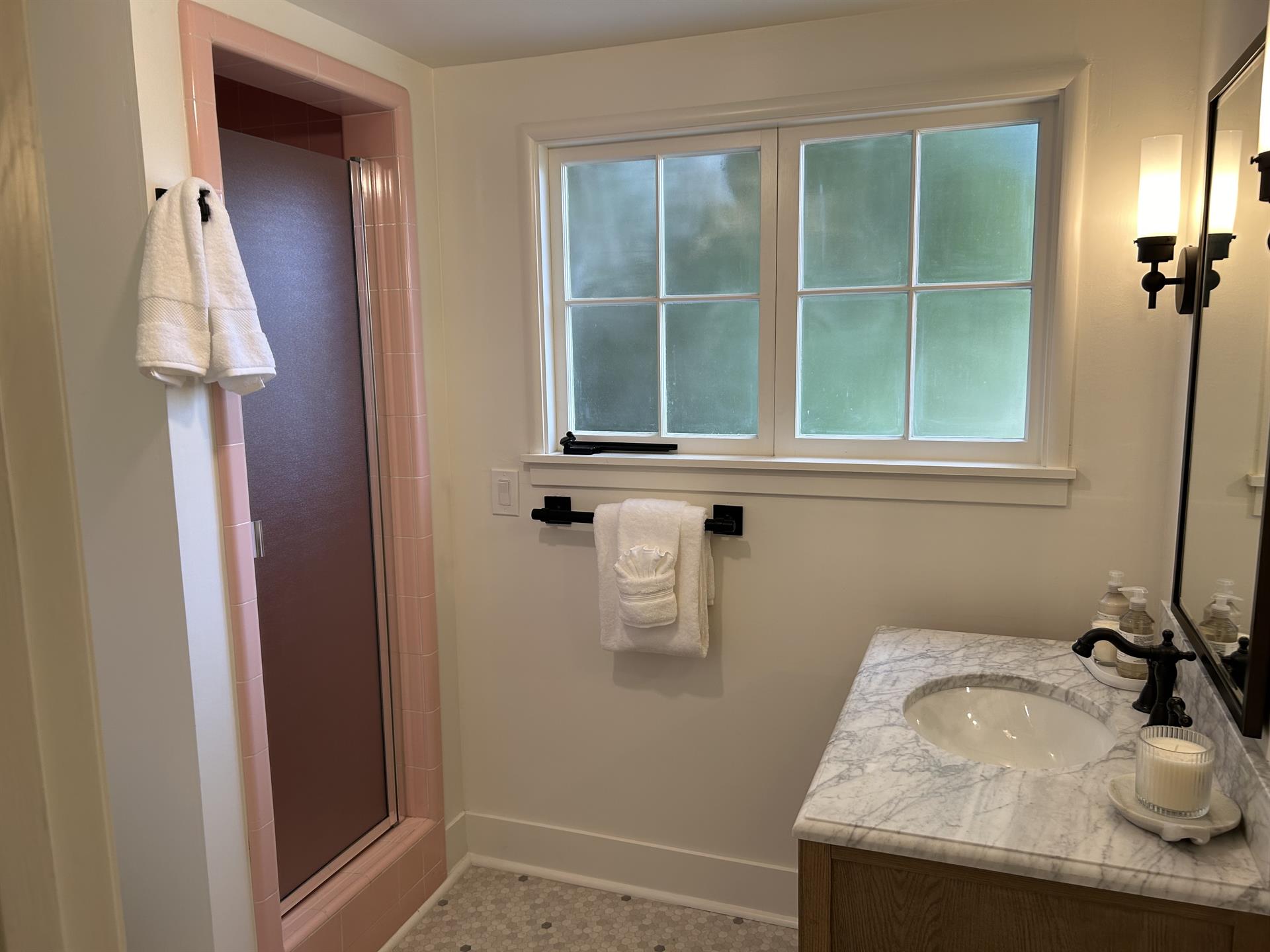 Downstairs Bathroom with Shower, En Suite to Bedroom 4