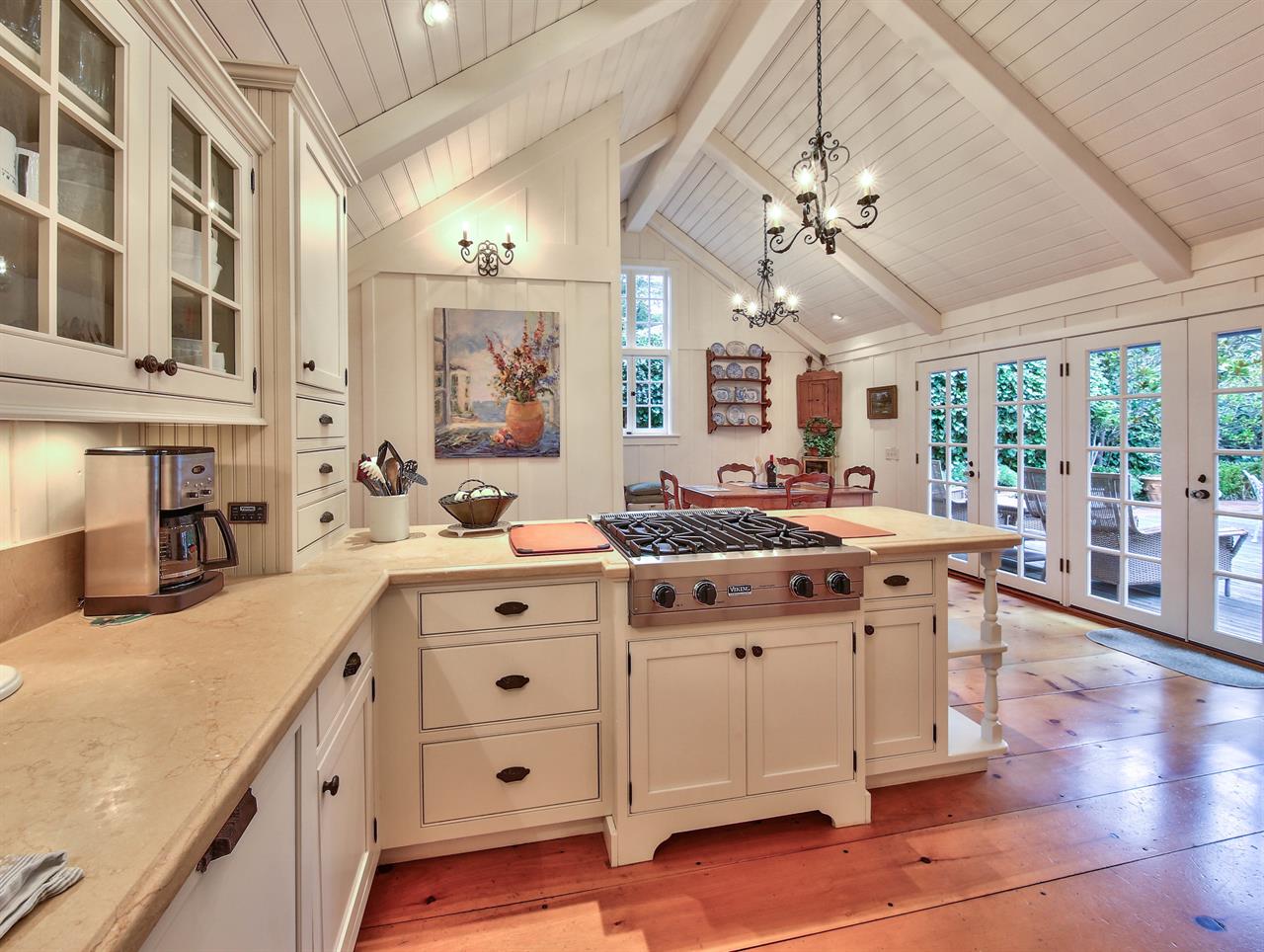 Custom Kitchen with Gas Stove, Patio Access, Pine Floors
