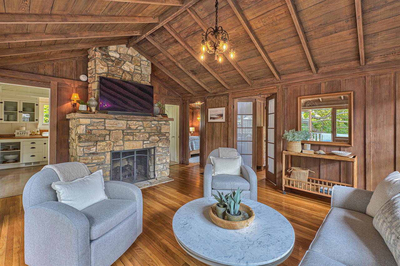 Beautiful Wood Interior, Gas Fireplace with Carmel Stone, TV