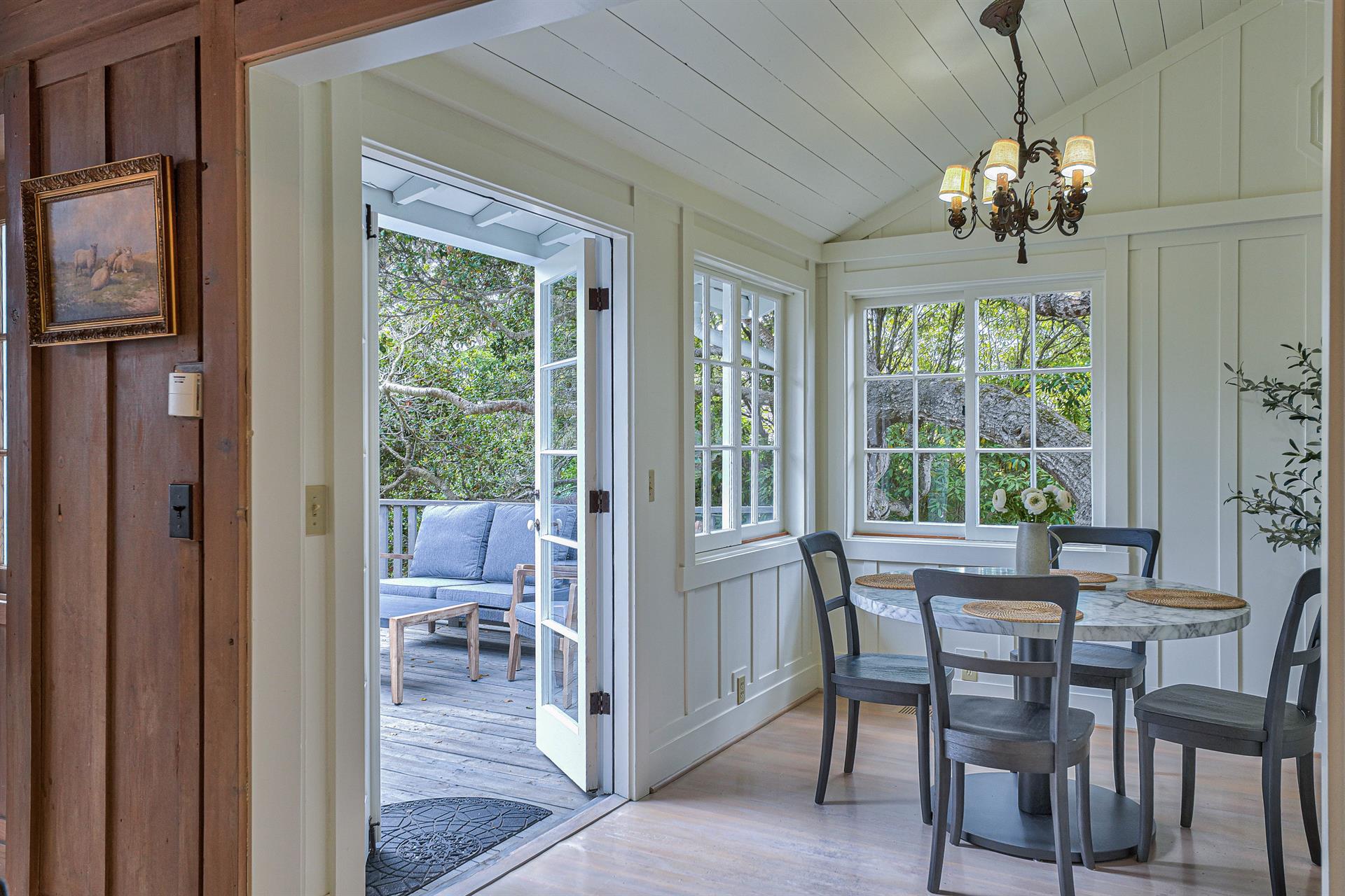 Dining Area, French Doors to Back Patio with Outdoor Seating