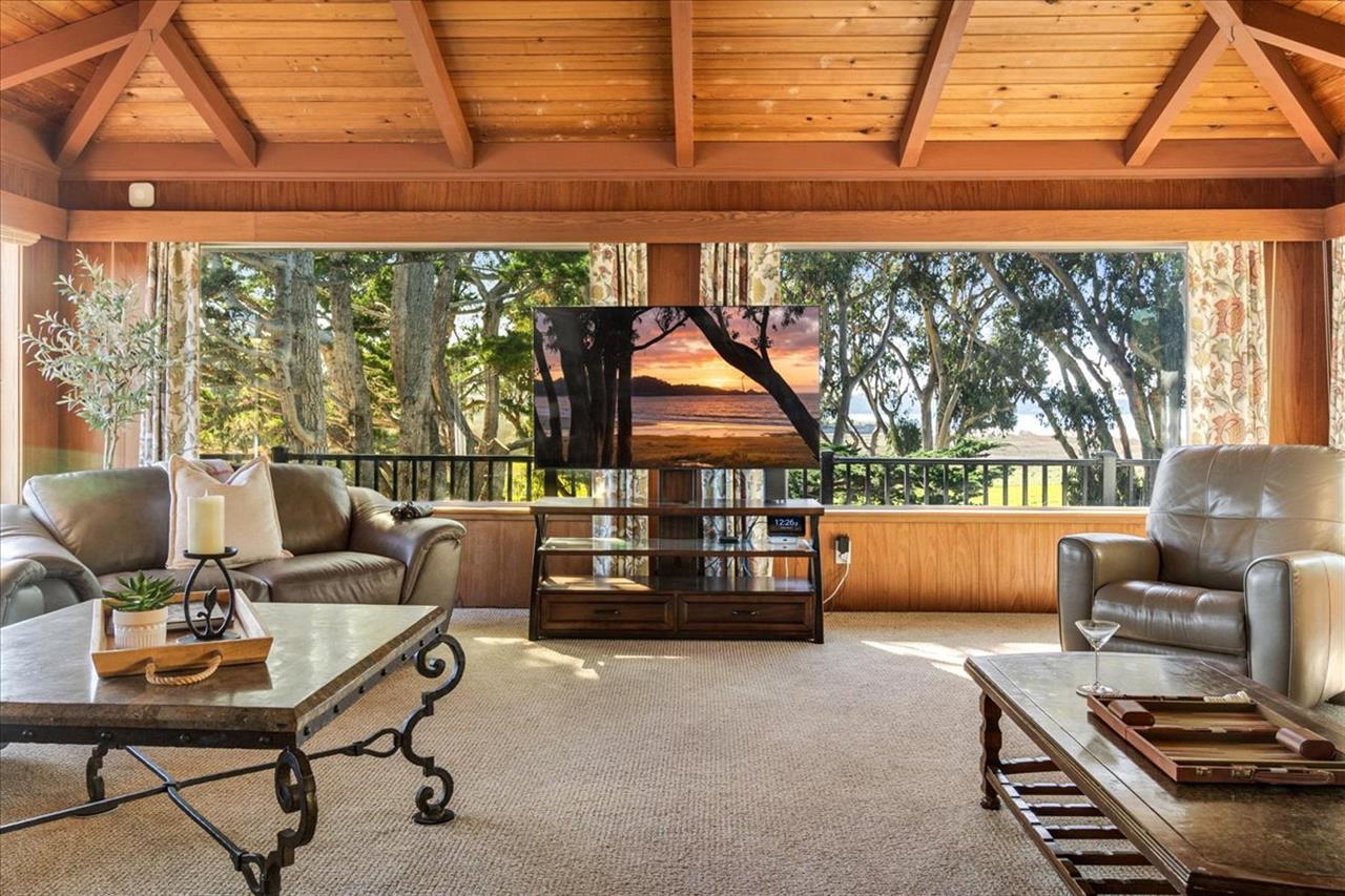 Large Flat Screen Television, Ocean Views Through the Trees