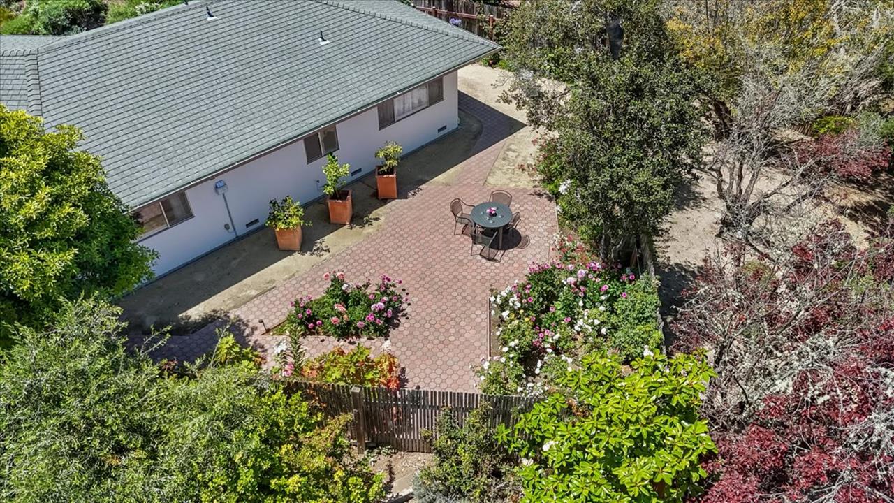 Aerial View of the Private, Fenced Back Yard and Patio