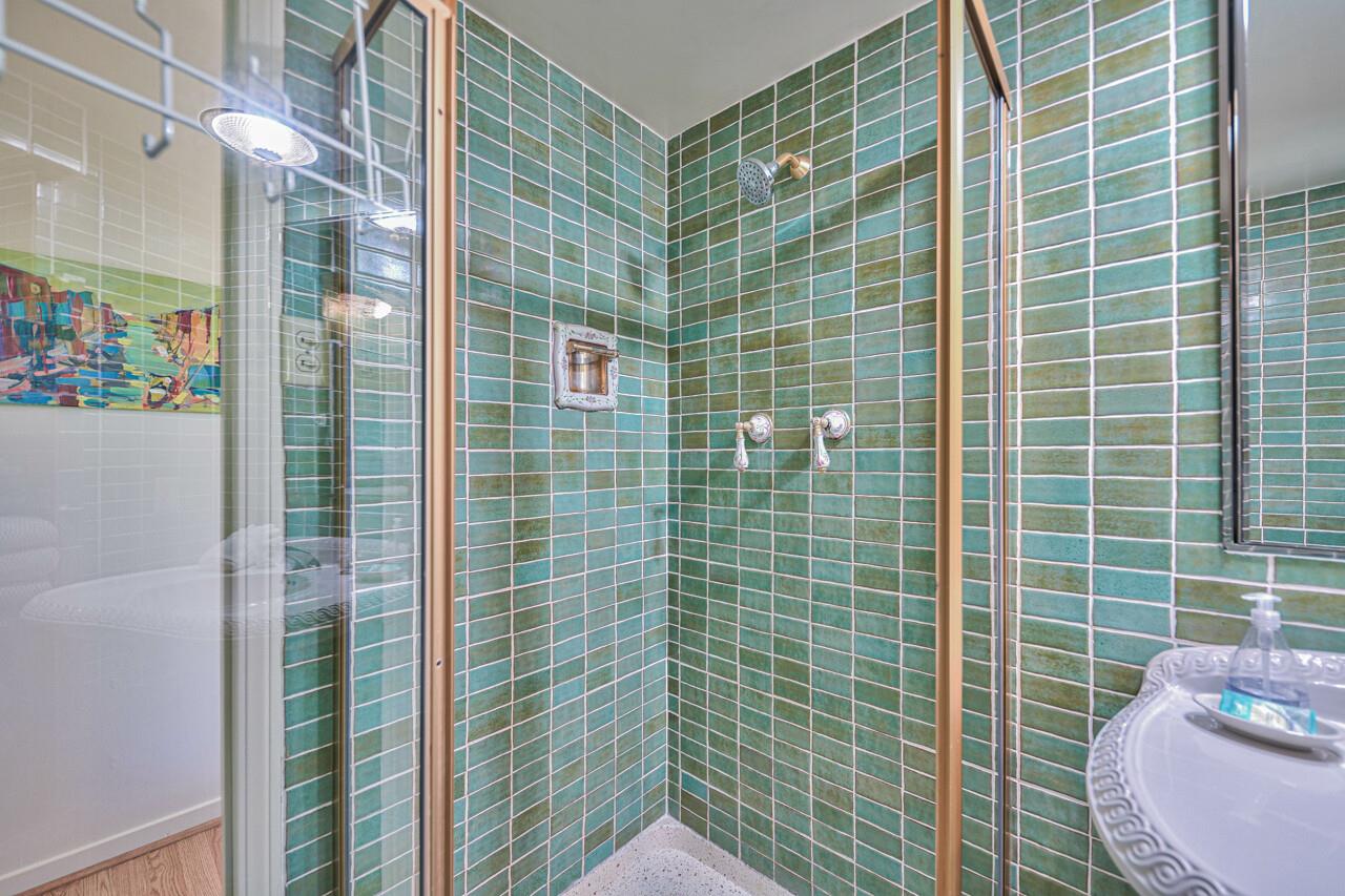 Hall Bathroom with Custom Tile, Standing Shower