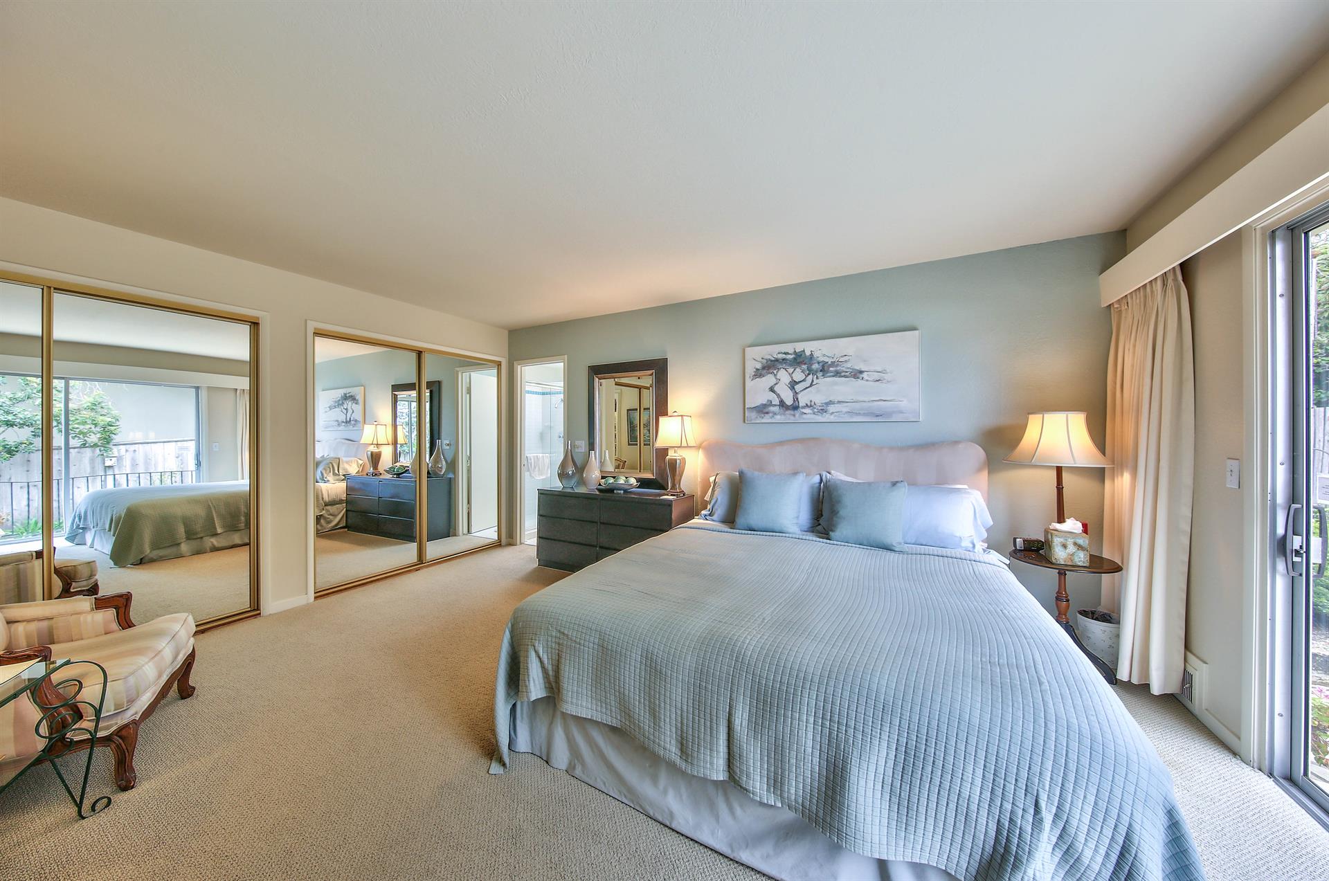 Bedroom 1, King Bed, Patio  Access, TV, Desk, En Suite