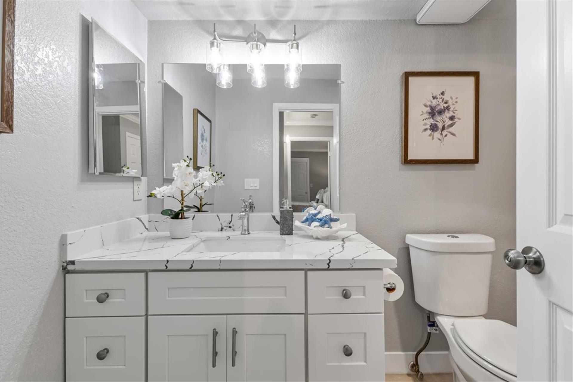 Hall Bathroom has a Shower Over Tub Combo