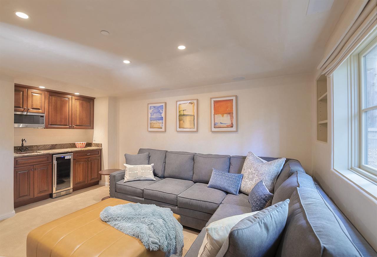 DenMedia Room, Downstairs, Wet Bar, TV, Sleeper Sofa