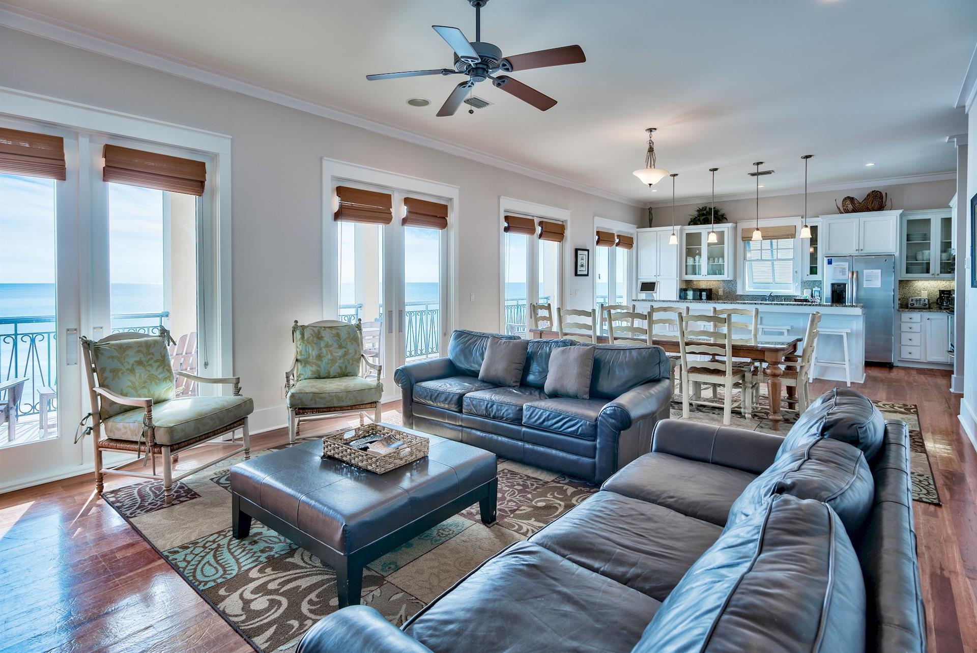 2nd Floor Open Concept Living Dining Room, Kitchen and  Second Floor Beach Front Balcony