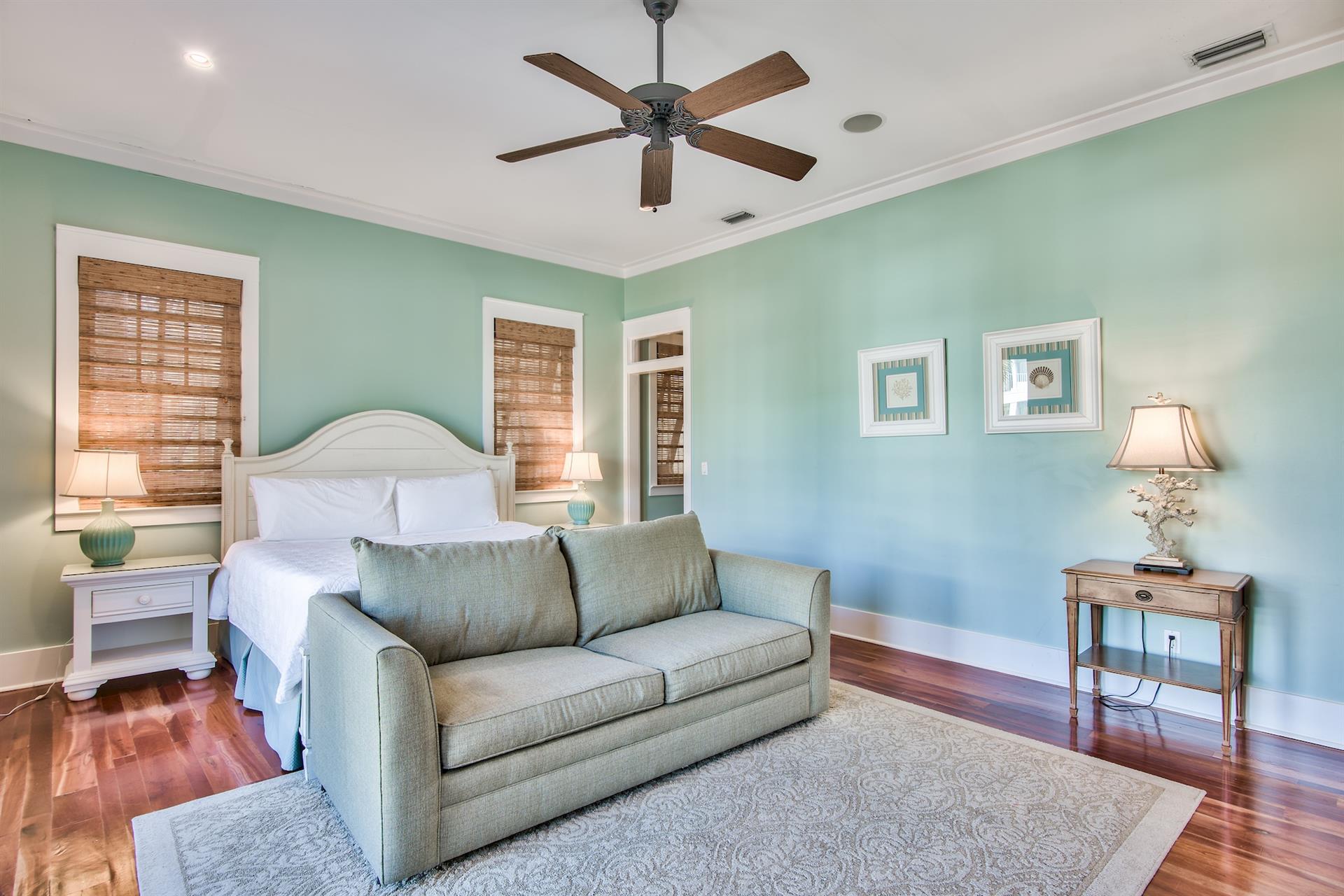 2nd Floor King Bedroom w Sleeper Sofa, Flat Screen Television, Private Bath and Walk In Closet