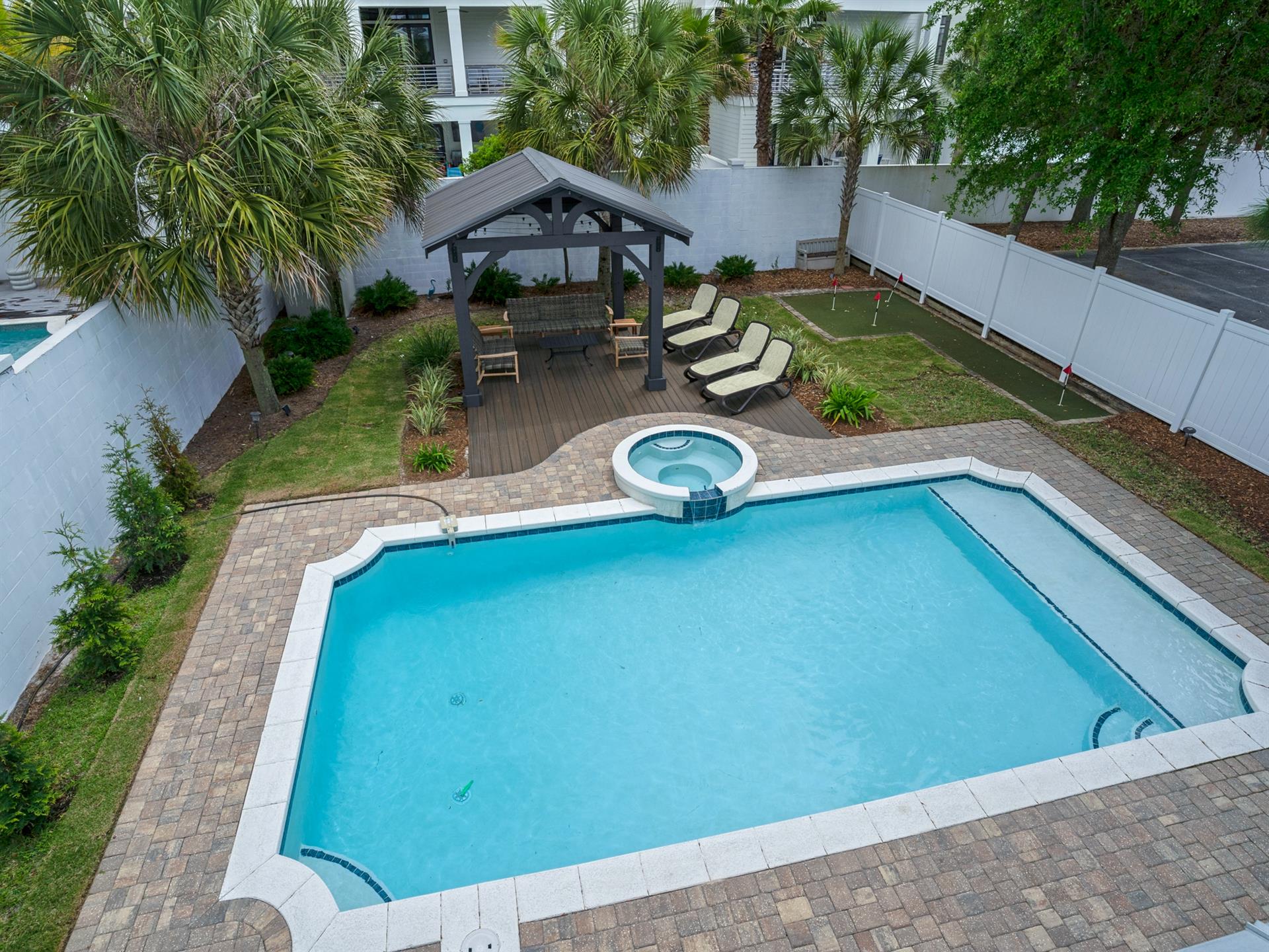 Overhead View of Pool and Pergola