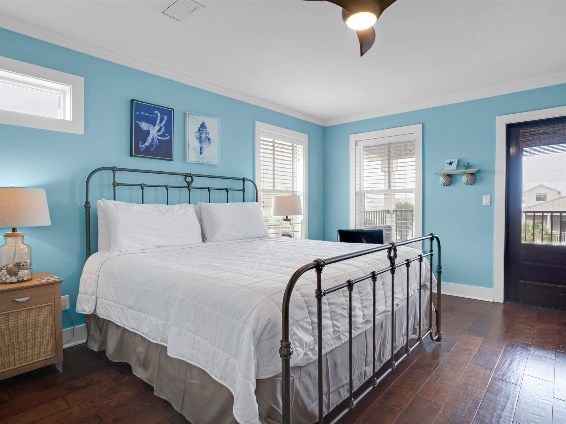 Primary Bedroom Suite on 3rd Floor with King Bed and Private Balcony