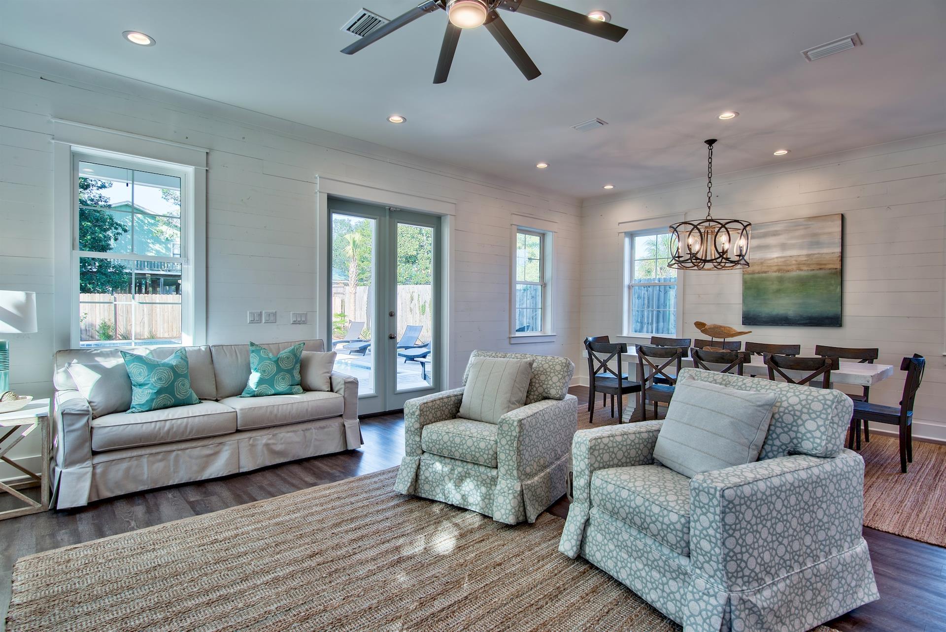 Open Living Room w 65 Inch Flat Screen