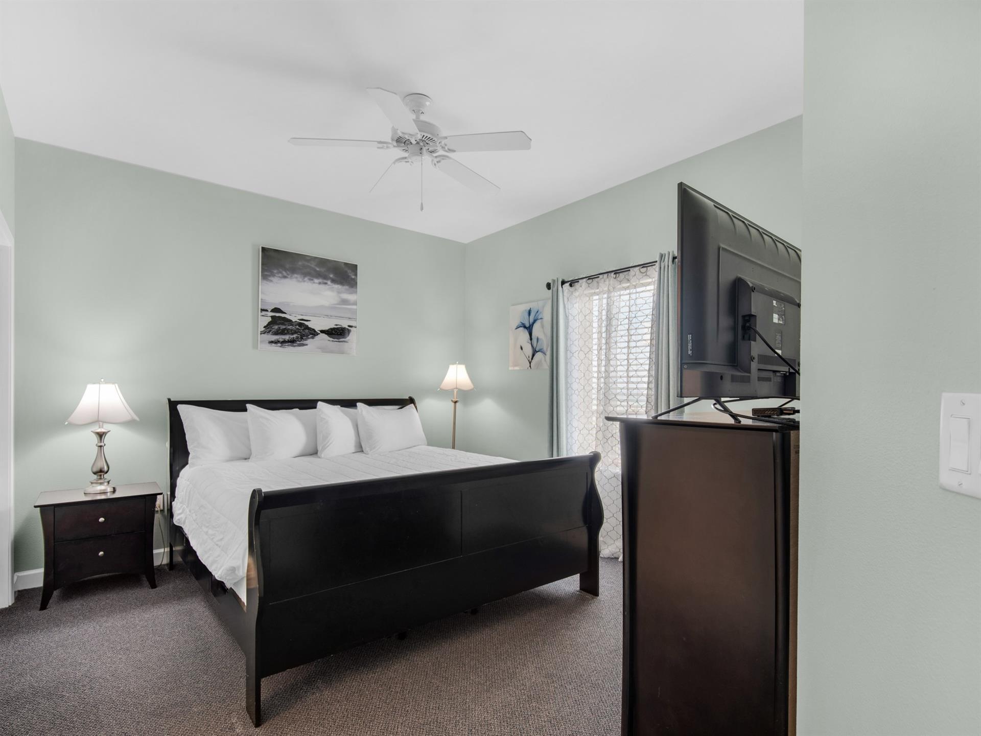 Primary bedroom with king bed