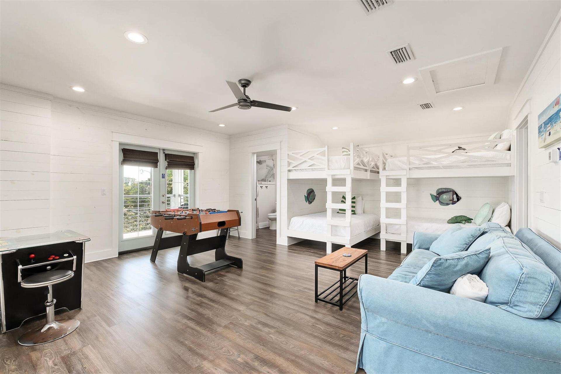 3rd Floor Loft Area, Queen Sleeper Sofa, Flat Screen Television, Foosball Table, Game Console Featuring Galaga, Donkey Kong and more