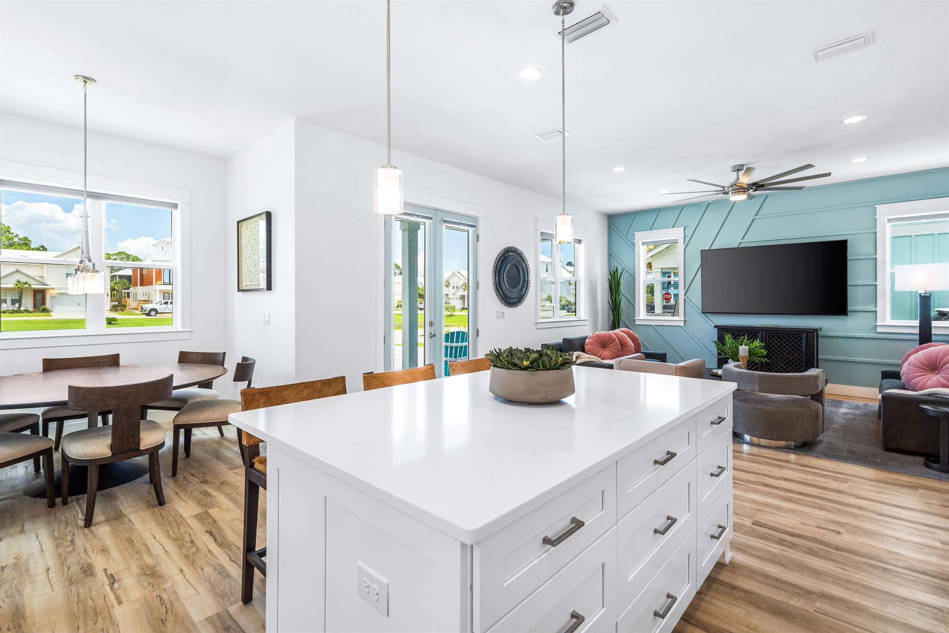 Large Kitchen Island, Dining Table for 6 and Living Room