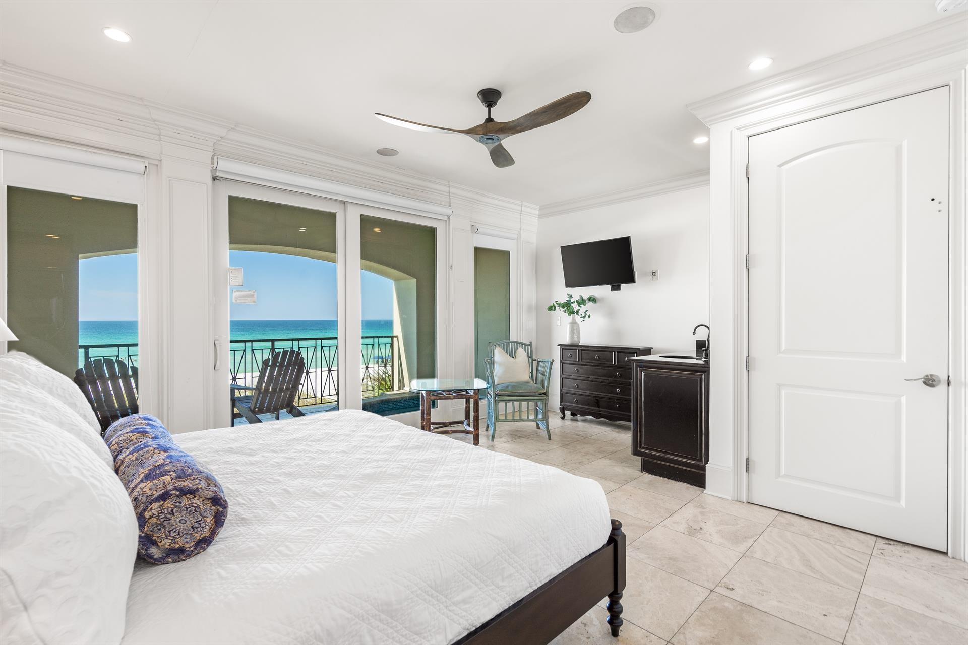 1st Floor King Bedroom, Elevator Access, Full Bathroom and Balcony Access