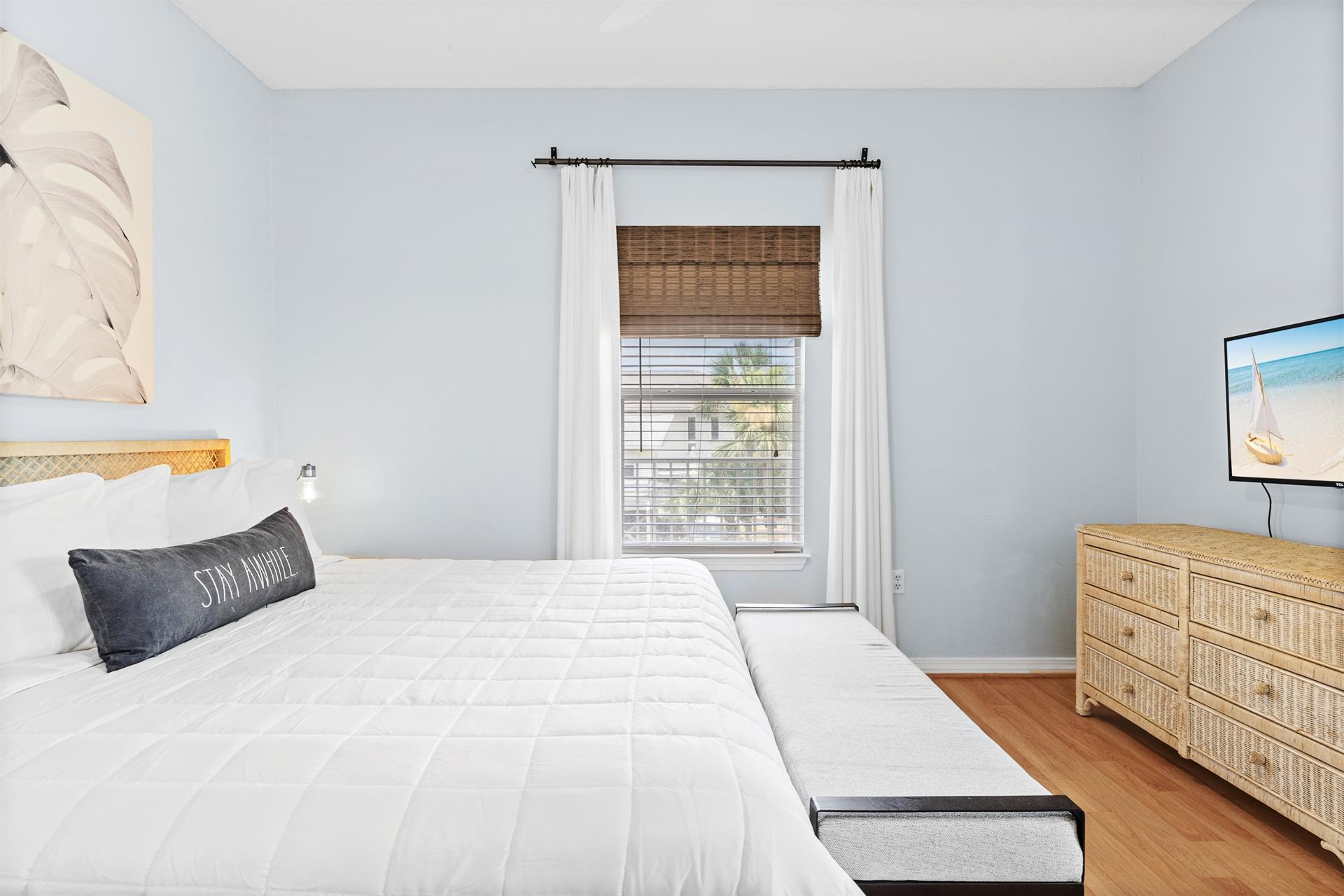 Cozy Bedroom with Flat Screen TV and King Bed