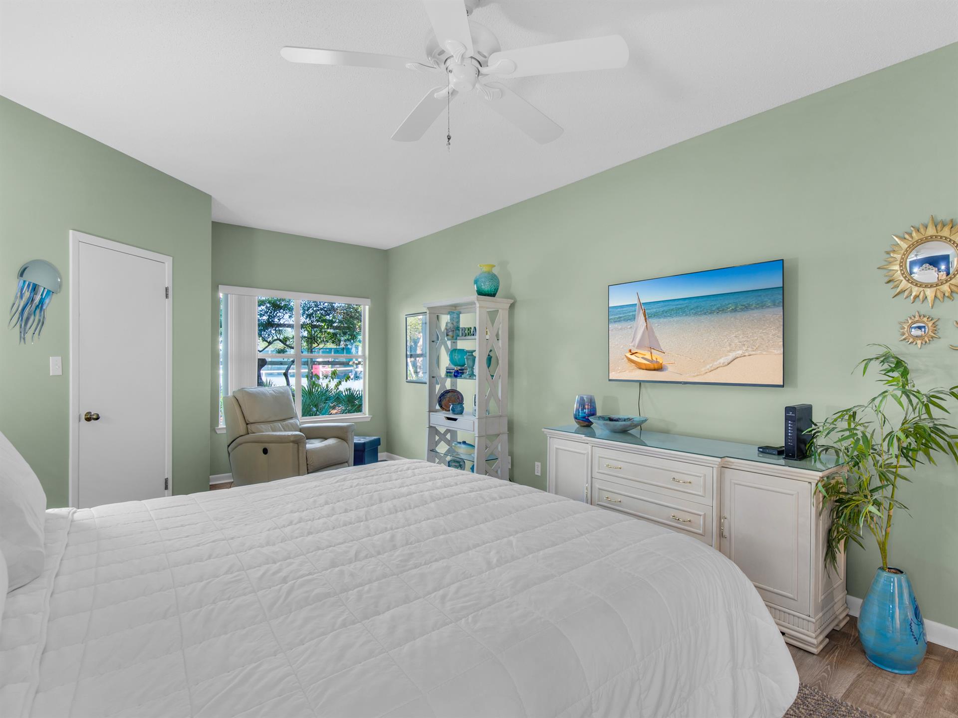 Flat Screen T.V. in Primary Bedroom