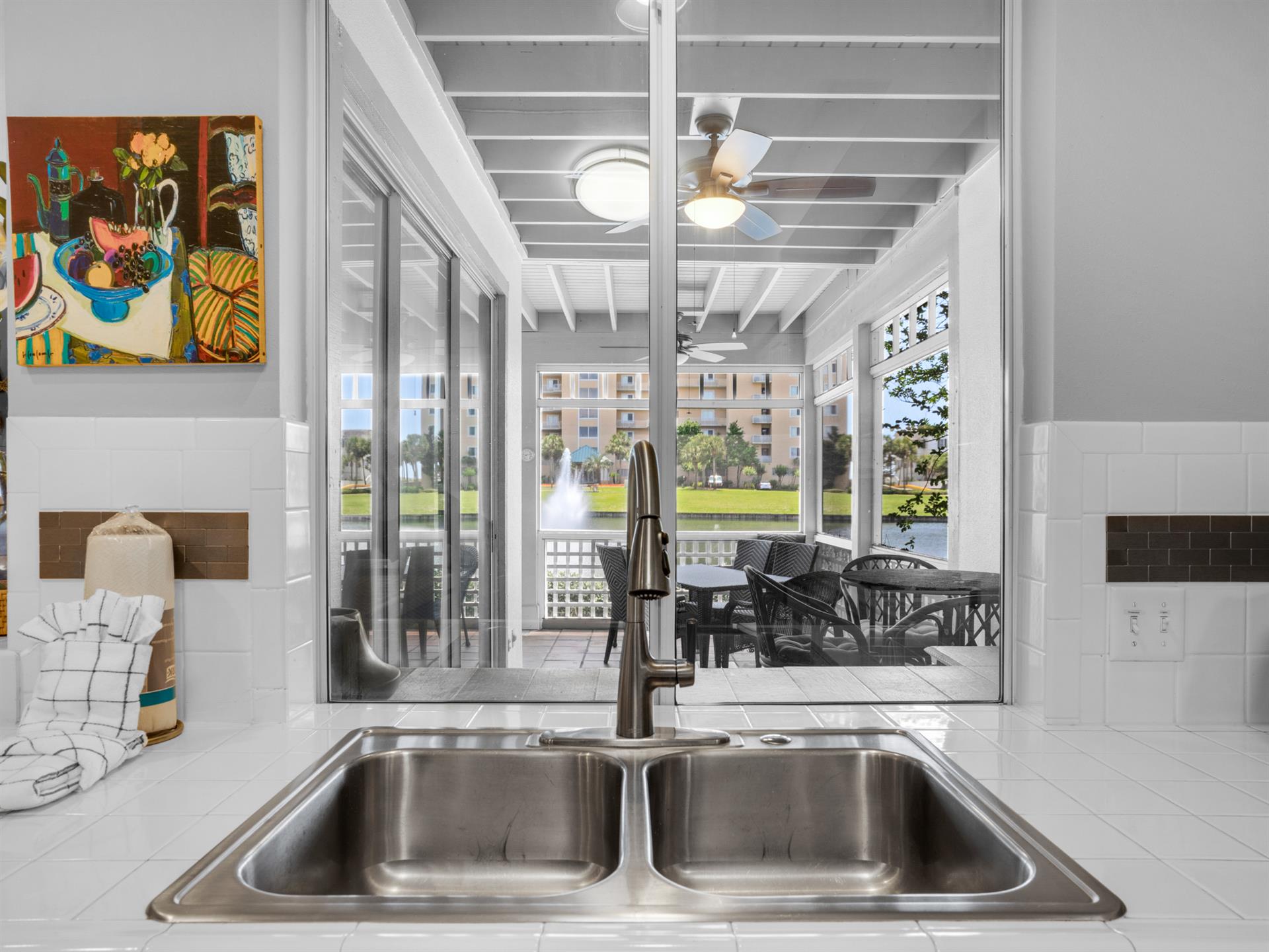 Pass thru window from kitchen to screened porch