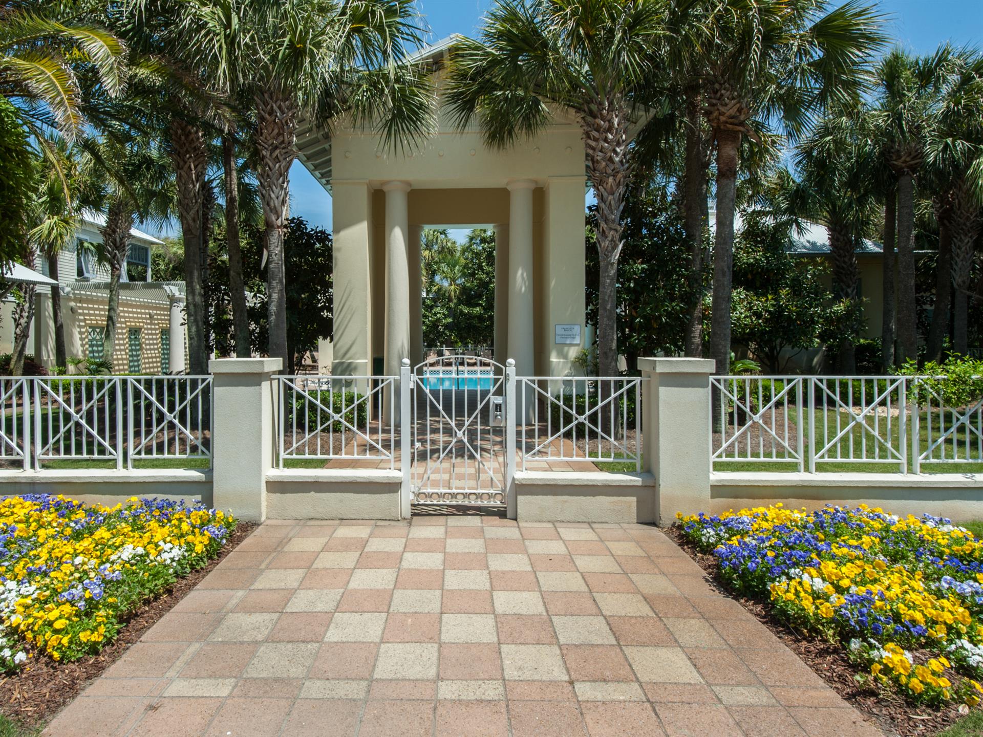 Frangista Beach community pool entrance